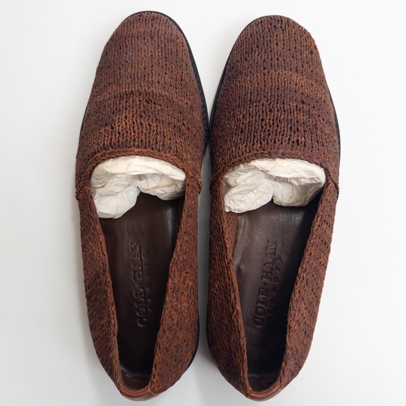 Cole Haan Resort Loafers Men's 10M Brown Woven Leather Artisan Slip On Shoes